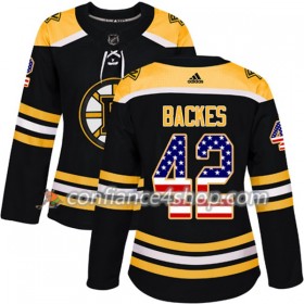 Adidas Maillot de Hockey Boston Bruins David Backes 42 2017-2018 Noir USA Flag Fashion Authentic - Femme